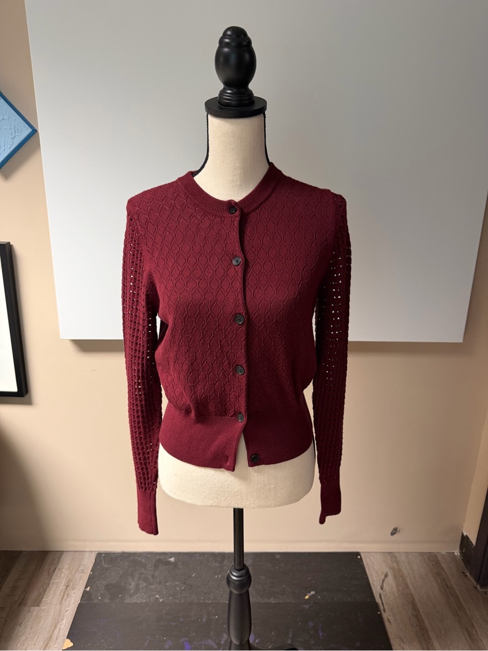 Wilfred Maroon Knit Button-Front Cardigan